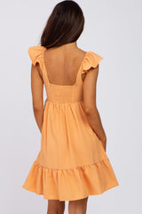 Orange Ruffle Accent Sweetheart Dress