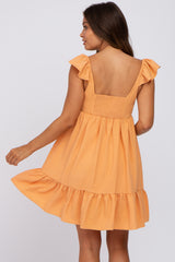 Orange Ruffle Accent Maternity Sweetheart Dress