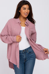 Mauve Crepe Maternity Button Up Shirt