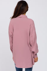 Mauve Crepe Button Up Shirt