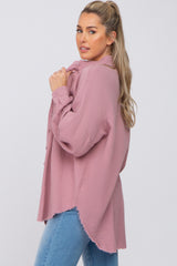 Mauve Crepe Maternity Button Up Shirt