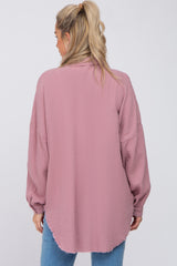 Mauve Crepe Maternity Button Up Shirt