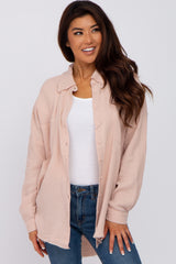 Light Pink Crepe Button Up Shirt