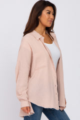 Light Pink Crepe Button Up Shirt