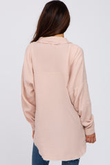 Light Pink Crepe Button Up Shirt