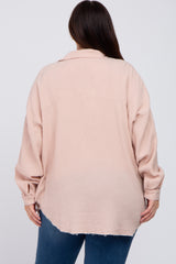 Light Pink Crepe Plus Button Up Shirt