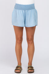 Light Blue Flowy Maternity Shorts