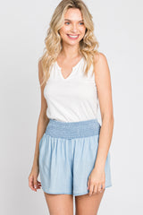 Light Blue Flowy Maternity Shorts