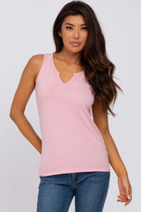 Pink Heathered Maternity Tank