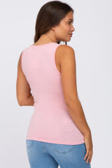 Pink Heathered Maternity Tank