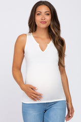 White Heathered Maternity Tank