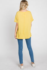 Yellow Basic Rolled Short Sleeve Top