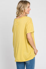 Yellow Basic Rolled Short Sleeve Top