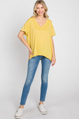 Yellow Basic Rolled Short Sleeve Top