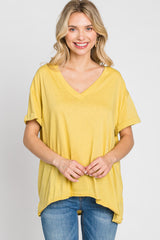 Yellow Basic Rolled Short Sleeve Top