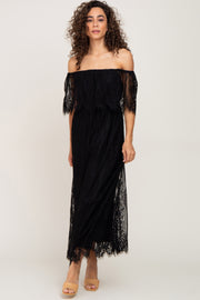 Black Lace Off Shoulder Maxi Dress