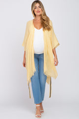 Mustard Plaid Frayed Hem Maternity Cover-Up