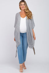 Grey Plaid Frayed Hem Maternity Cover-Up