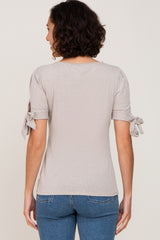 Dark Taupe Short Tie Sleeve Top