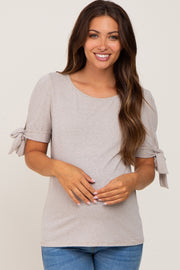 Dark Taupe Short Tie Sleeve Maternity Top