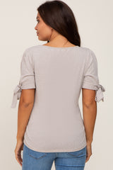 Dark Taupe Short Tie Sleeve Maternity Top