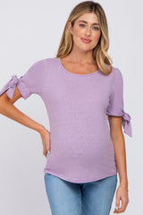 Lavender Short Tie Sleeve Maternity Top