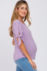 Lavender Short Tie Sleeve Maternity Top