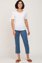 White Short Tie Sleeve Top