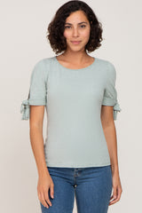 Mint Green Short Tie Sleeve Maternity Top