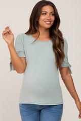 Mint Green Short Tie Sleeve Maternity Top