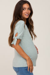 Mint Green Short Tie Sleeve Maternity Top