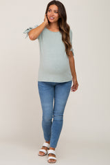 Mint Green Short Tie Sleeve Maternity Top