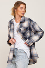 Navy Plaid Shirt Jacket