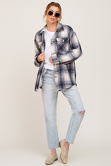 Navy Plaid Shirt Jacket