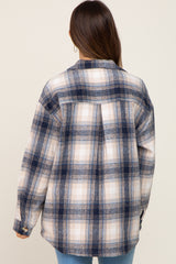 Navy Plaid Maternity Shirt Jacket