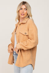 Beige Fleece Shirt Jacket