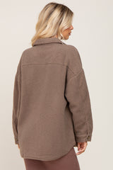 Taupe Fleece Shirt Jacket