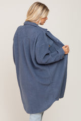 Blue Fleece Long Shirt Jacket