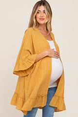 Yellow Plaid Gathered Hem Maternity Cover Up