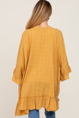 Yellow Plaid Gathered Hem Maternity Cover Up