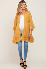 Yellow Plaid Gathered Hem Maternity Cover Up