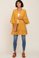 Yellow Plaid Gathered Hem Maternity Cover Up