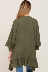 Olive Plaid Gathered Hem Maternity Cover Up