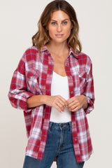 Red Plaid Maternity Flannel Top