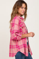 Pink Plaid Flannel Top