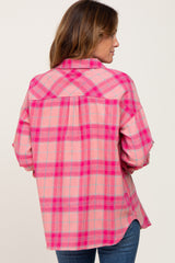 Pink Plaid Flannel Top