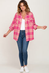 Pink Plaid Flannel Top