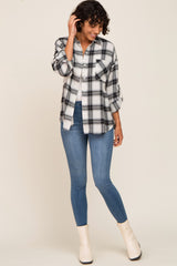 Black White Plaid Button Down Top