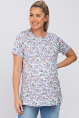 Peach Floral Short Sleeve Maternity Top