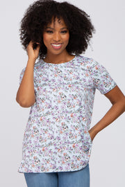 Lavender Floral Short Sleeve Top